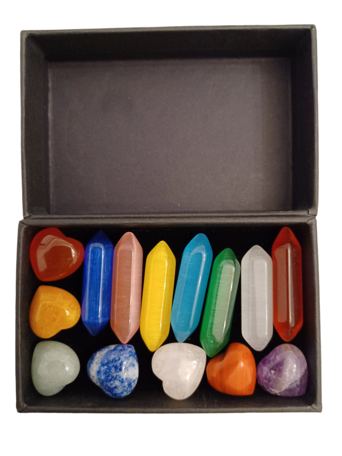 14 pcs Pointed Crystals and Hearts Box