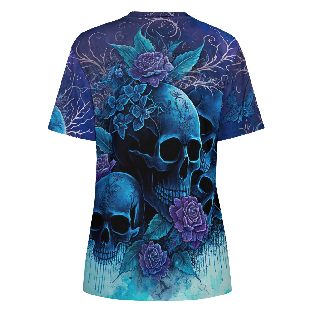 Women's Skulls & Roses Cotton T-Shirt