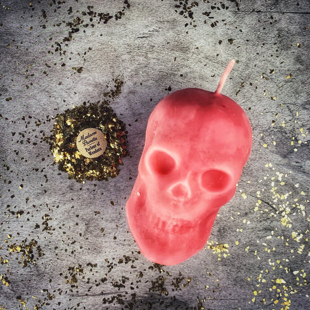 Beeswax Large Skull Spell Candle - Mind Influence & Ancestral Wisdom Magic