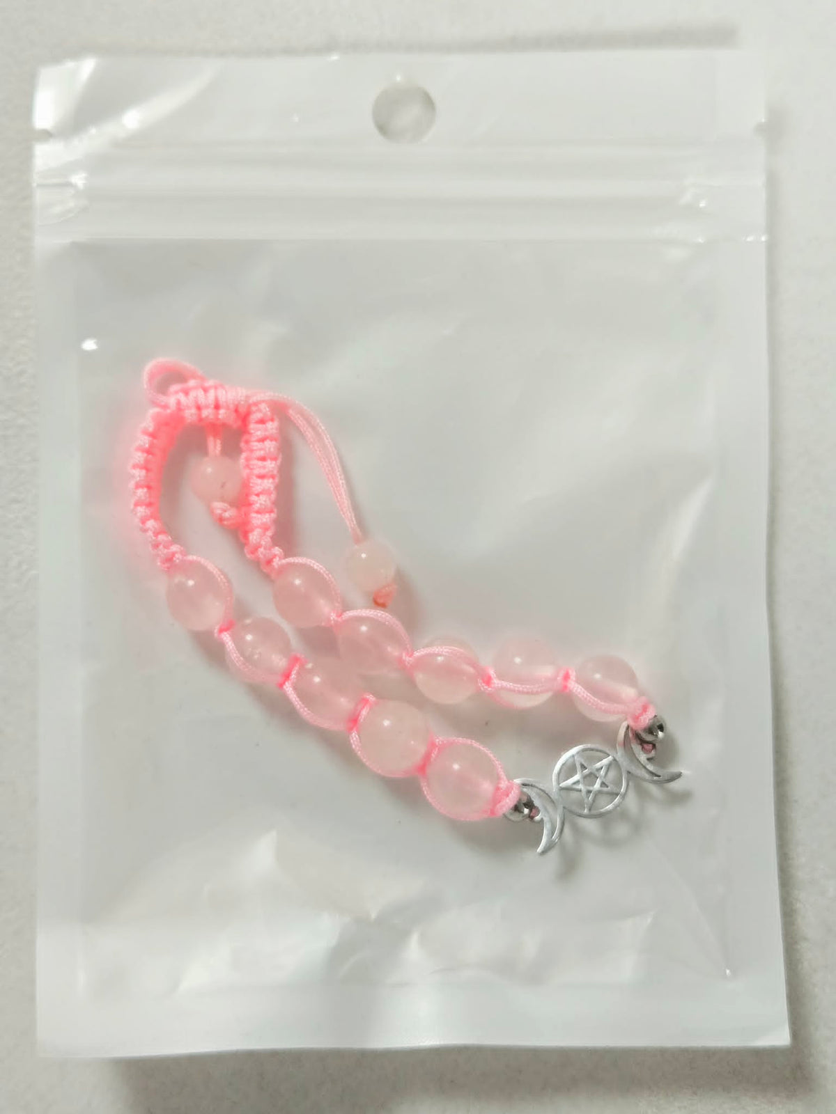 Rose Quartz Triple Moon Natural Stone Adjustable Bracelet