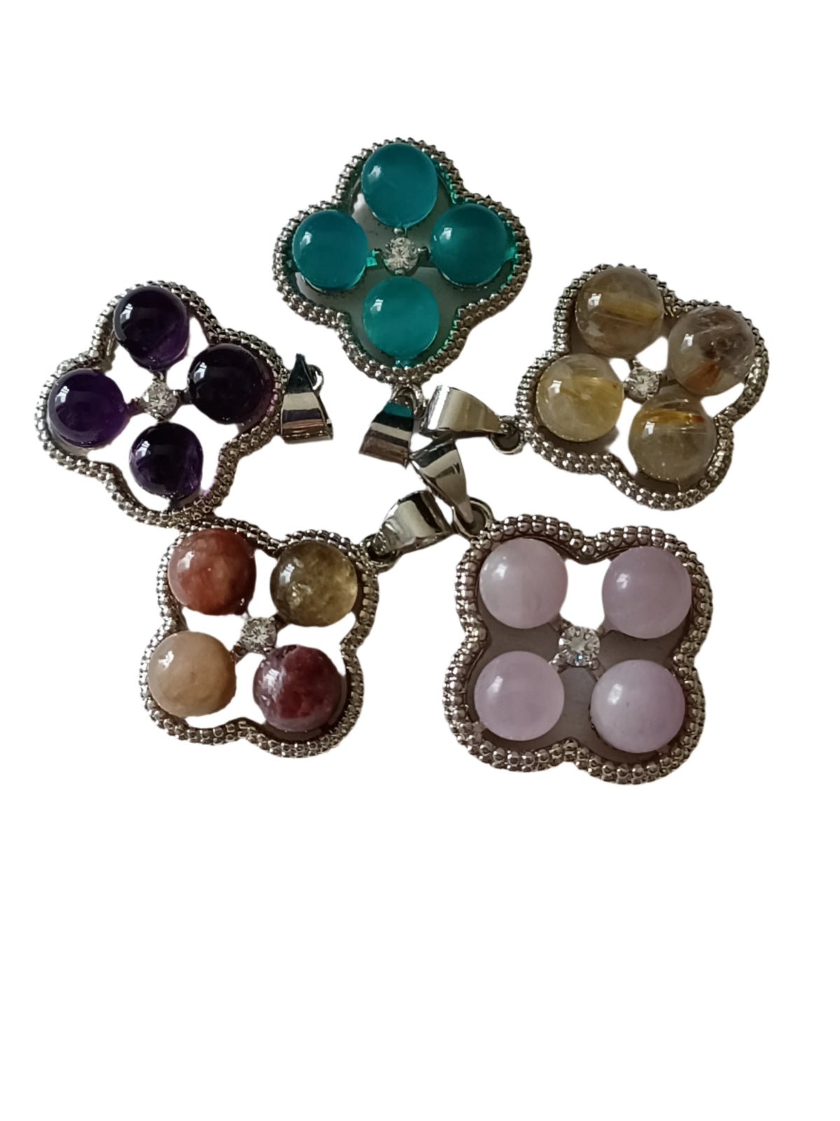4 Stones + Rhinestone Pendant Necklaces