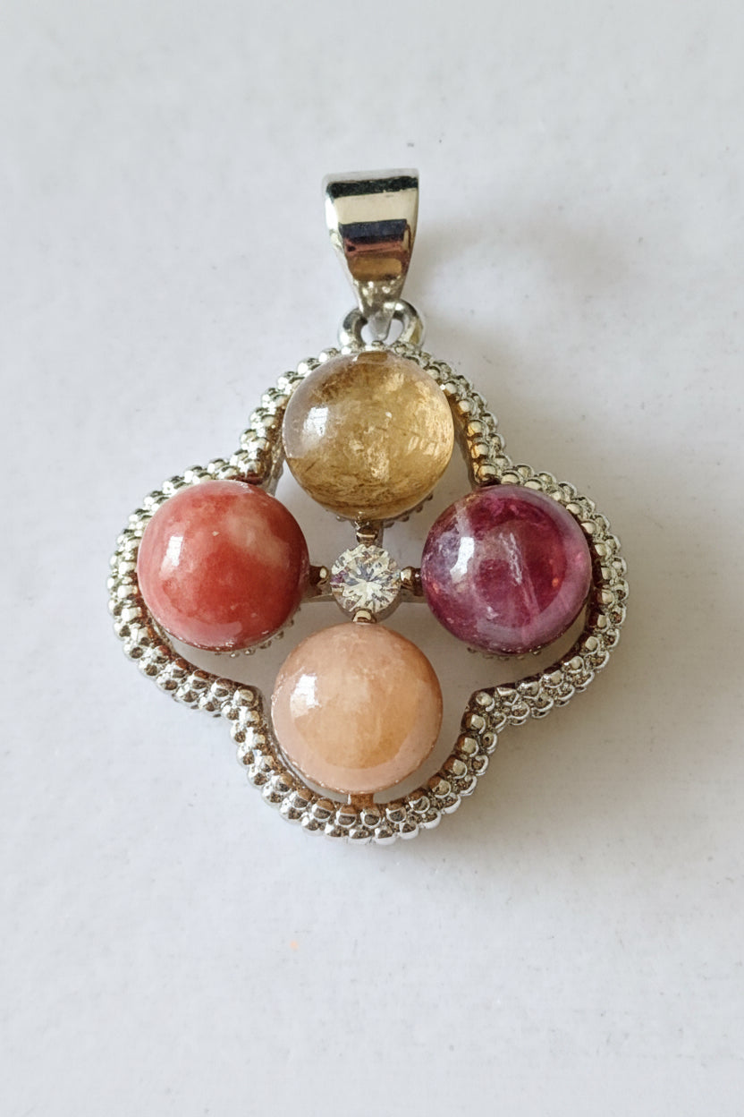 4 Stones + Rhinestone Pendant Necklaces