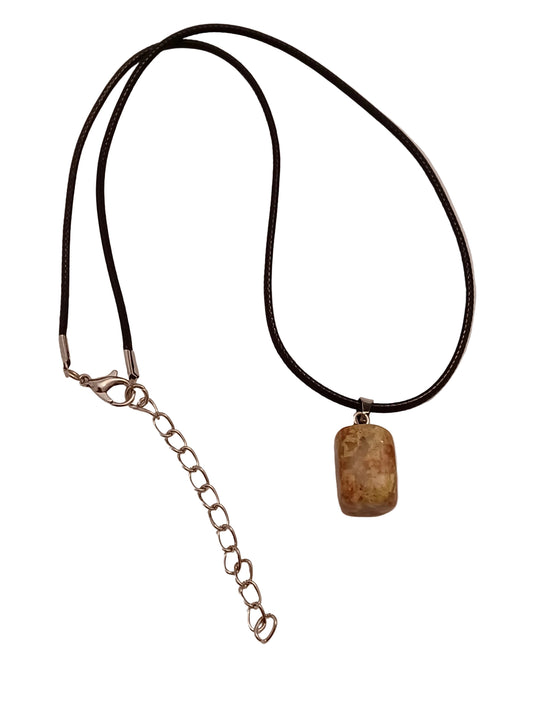 Unakite Pendant with Paracord Necklace