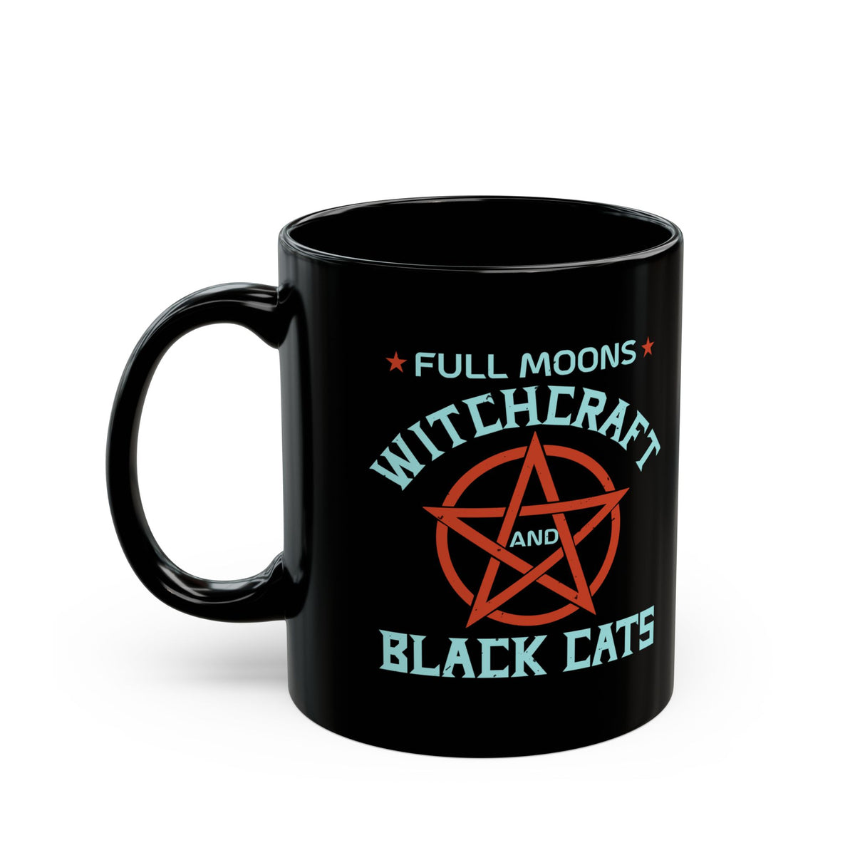 Full Moons Witchcraft and Black Cats 11oz Black Mug