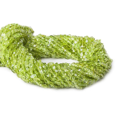3-4mm Peridot Faceted Coin Beads, 14 inch