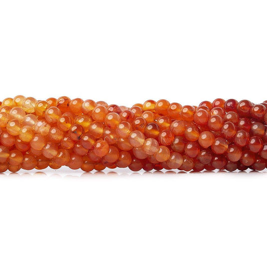 3-4mm Shaded Carnelian Plain Round Beads, 14 inch