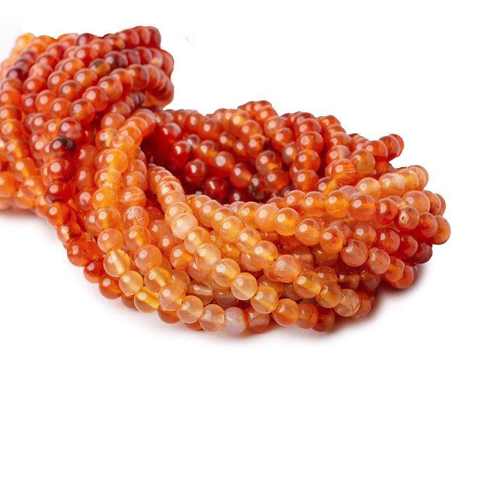 3-4mm Shaded Carnelian Plain Round Beads, 14 inch