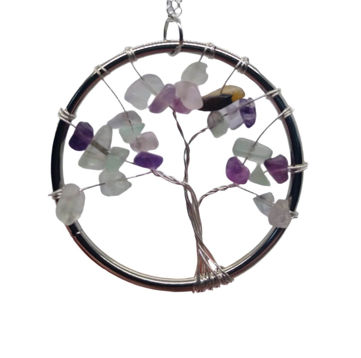 Fluorite Tree of Life Statement Pendant Necklace