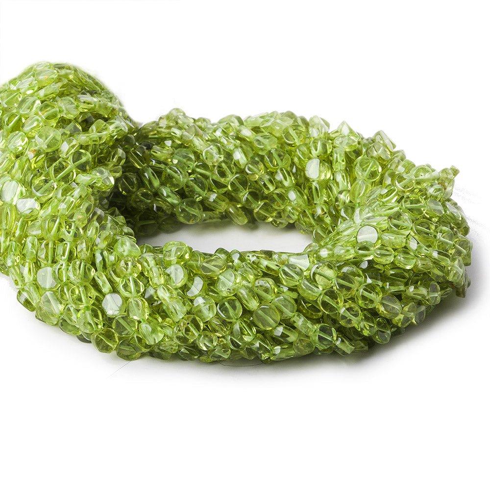 3.5-4mm Peridot Handcut Plain Coin Beads, 14 inch