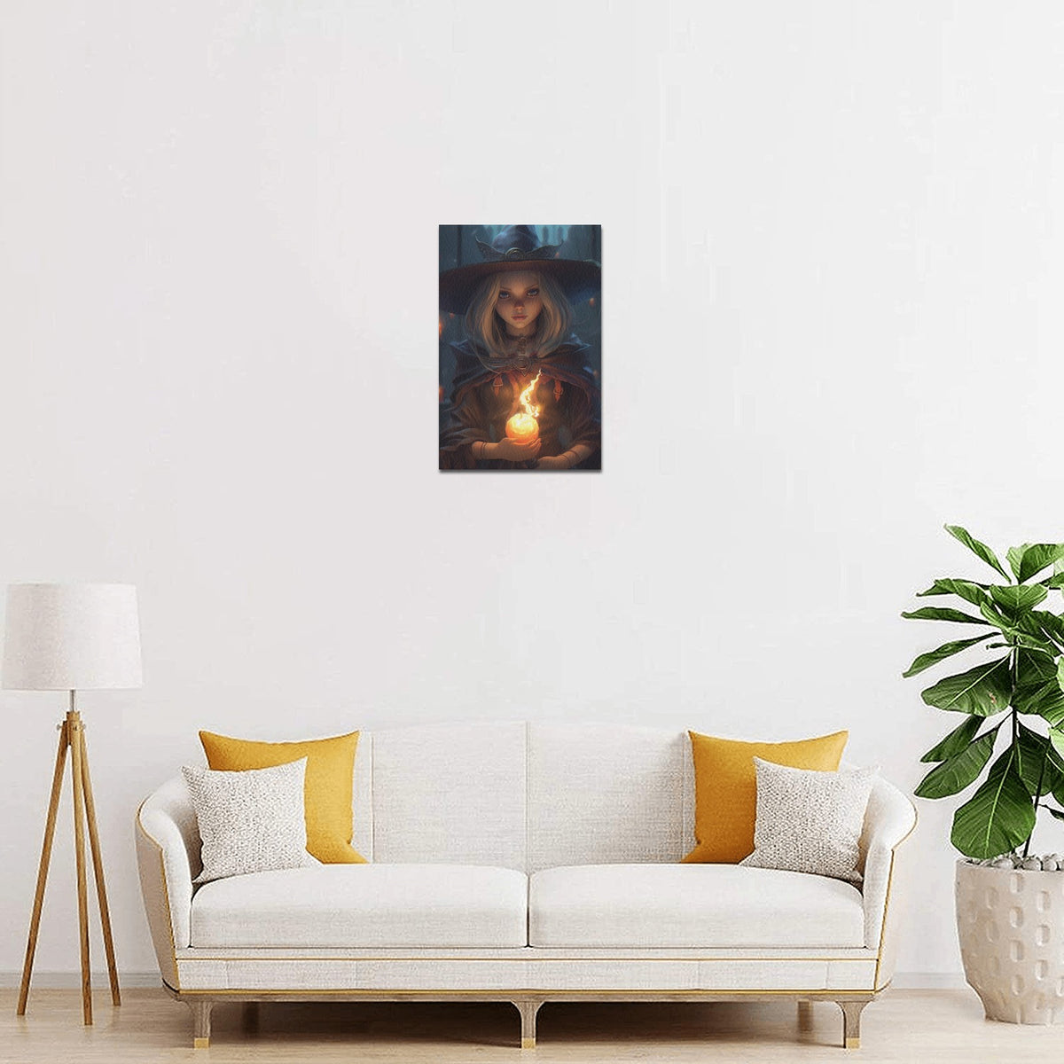 Witch Pumpkin Scene Canvas Print