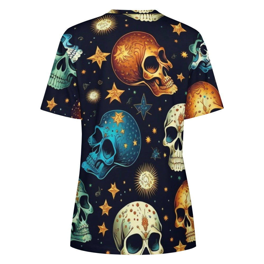 Women's Skulls Cotton T-Shirt