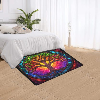Tree of Life Area Rug with Black Binding