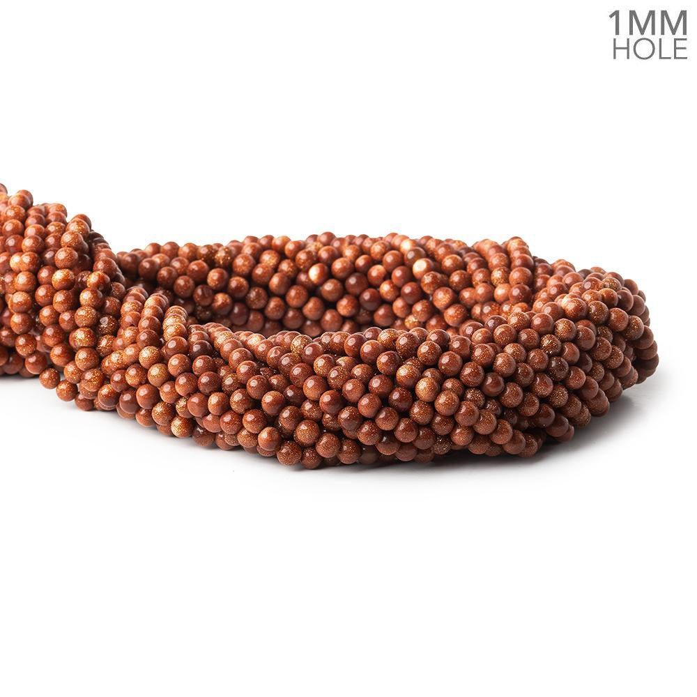 4mm Goldstone Plain Round Beads, 14 inch