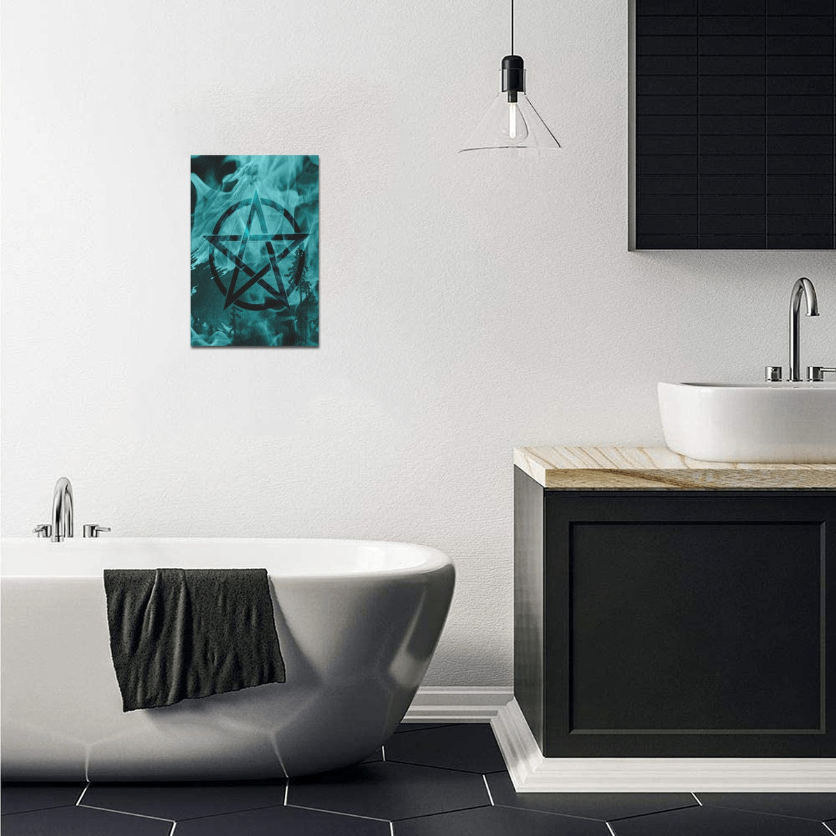 Blue Pentagram Canvas Print