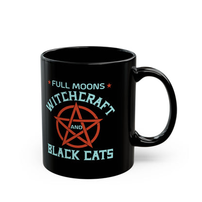 Full Moons Witchcraft and Black Cats 11oz Black Mug