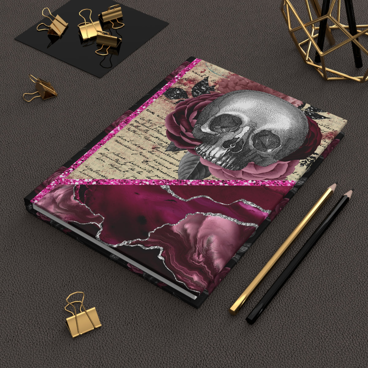 Glitter Skull Hardcover Journal Matte