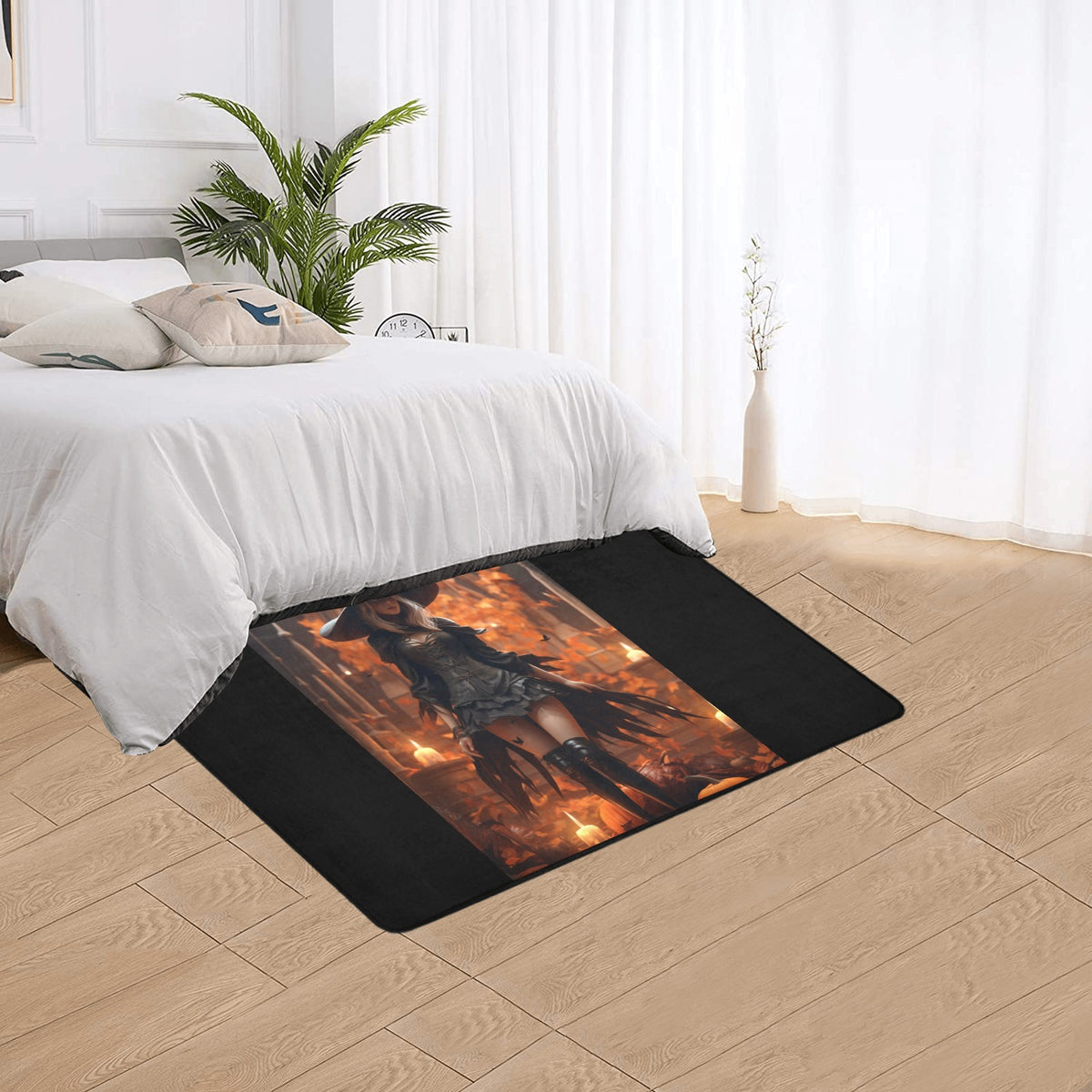 Witchy Area Rug with Black Binding