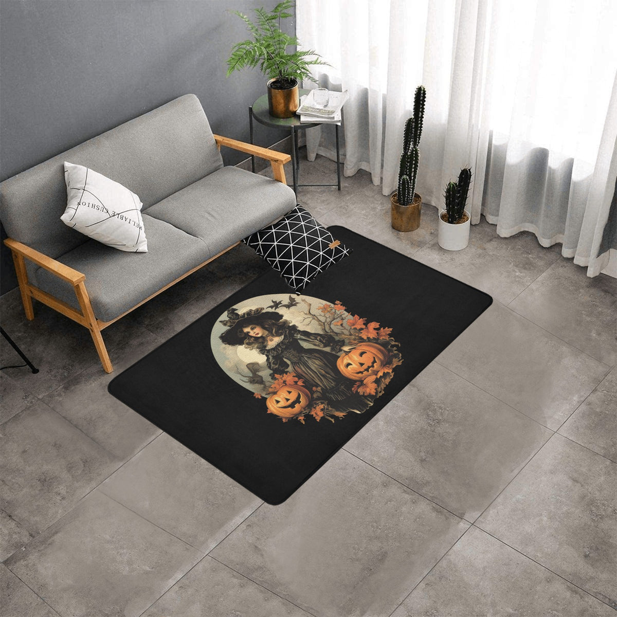 Witchy Area Rug with Black Binding