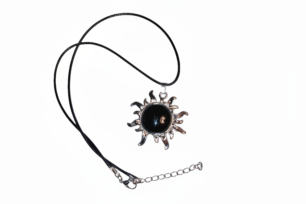 Onyx Sun Pendant Necklace