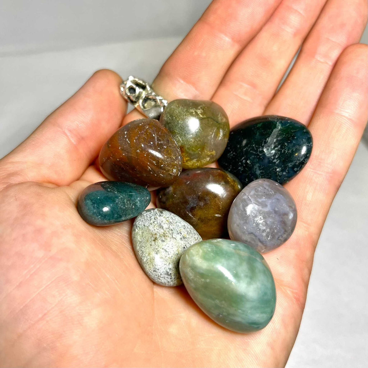 Moss Agate Tumbled Pocket Stone
