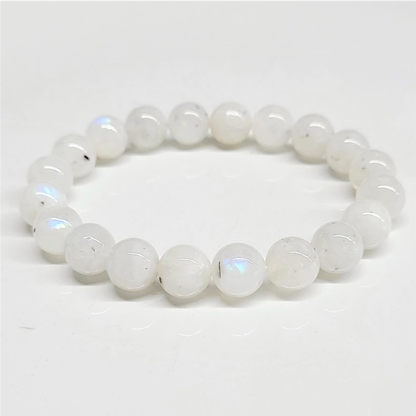Rainbow Moonstone Round Bead Bracelet - Goddess Energy