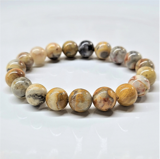 Crazy Lace Agate Round Bead Bracelet - Celebration Energy