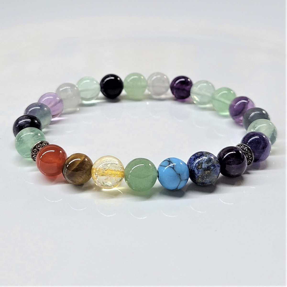 Fluorite Chakra Round Bead Bracelet 8mm - Focused Intuition