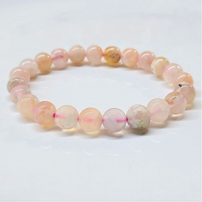 Flower Agate Round Bead Bracelet - Joyful Growth