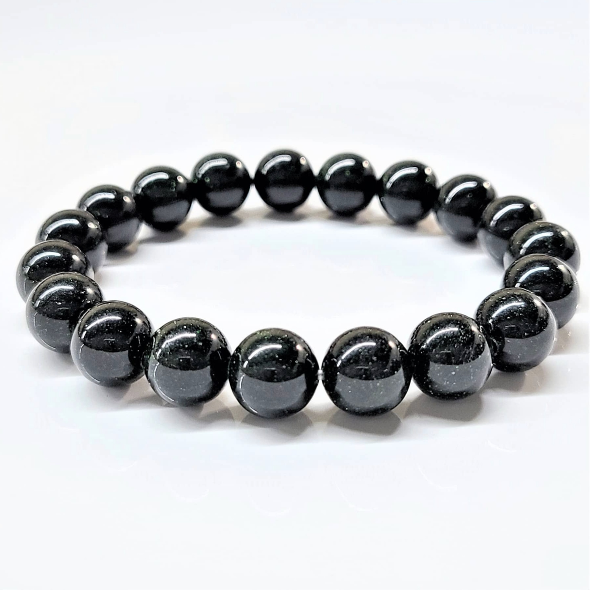 Green Goldstone Round Bead Bracelet - Energy Shield