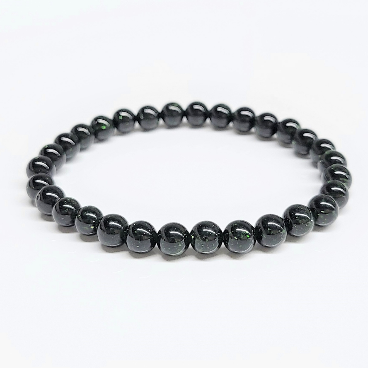 Green Goldstone Round Bead Bracelet - Energy Shield