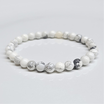 White Howlite Round Bead Bracelet - Anger Eater