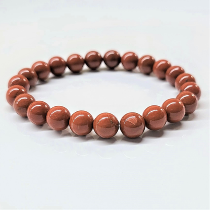 Red Jasper Round Bead Bracelet - Enduring Vitality