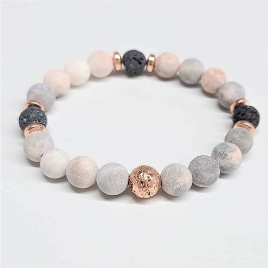Pink Zebra Jasper Round Bead Bracelet 8mm - Optimistic Outlook