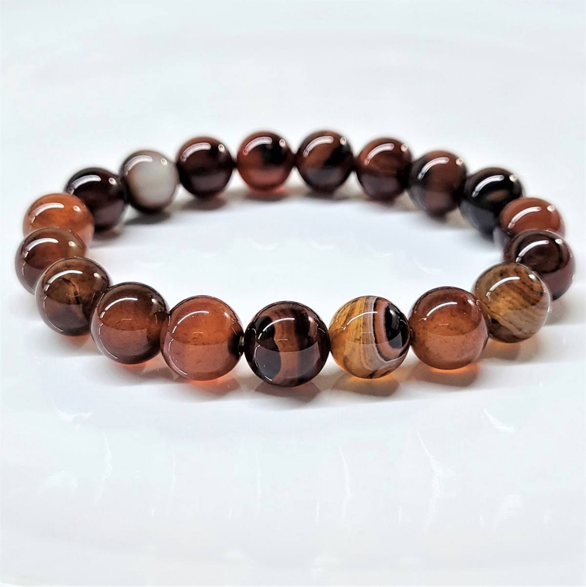 Red Agate Round Bead Bracelet - Stable Confidence