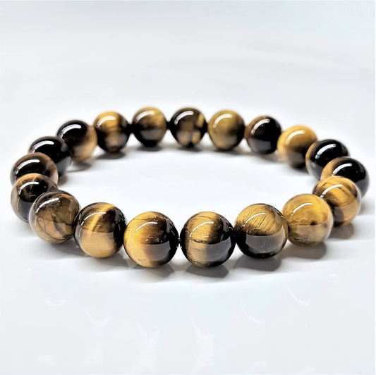 Tiger Eye Round Bead Bracelet - Grounded Confidence