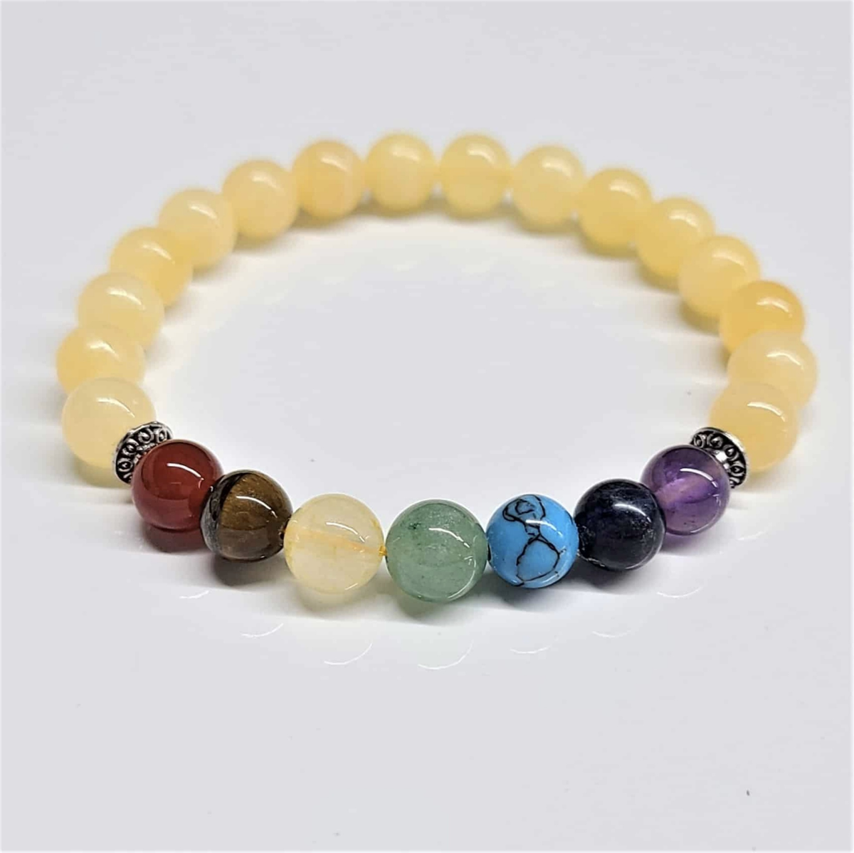 Yellow Jade Chakra Round Bead Bracelet 8mm - Joyful Fortune