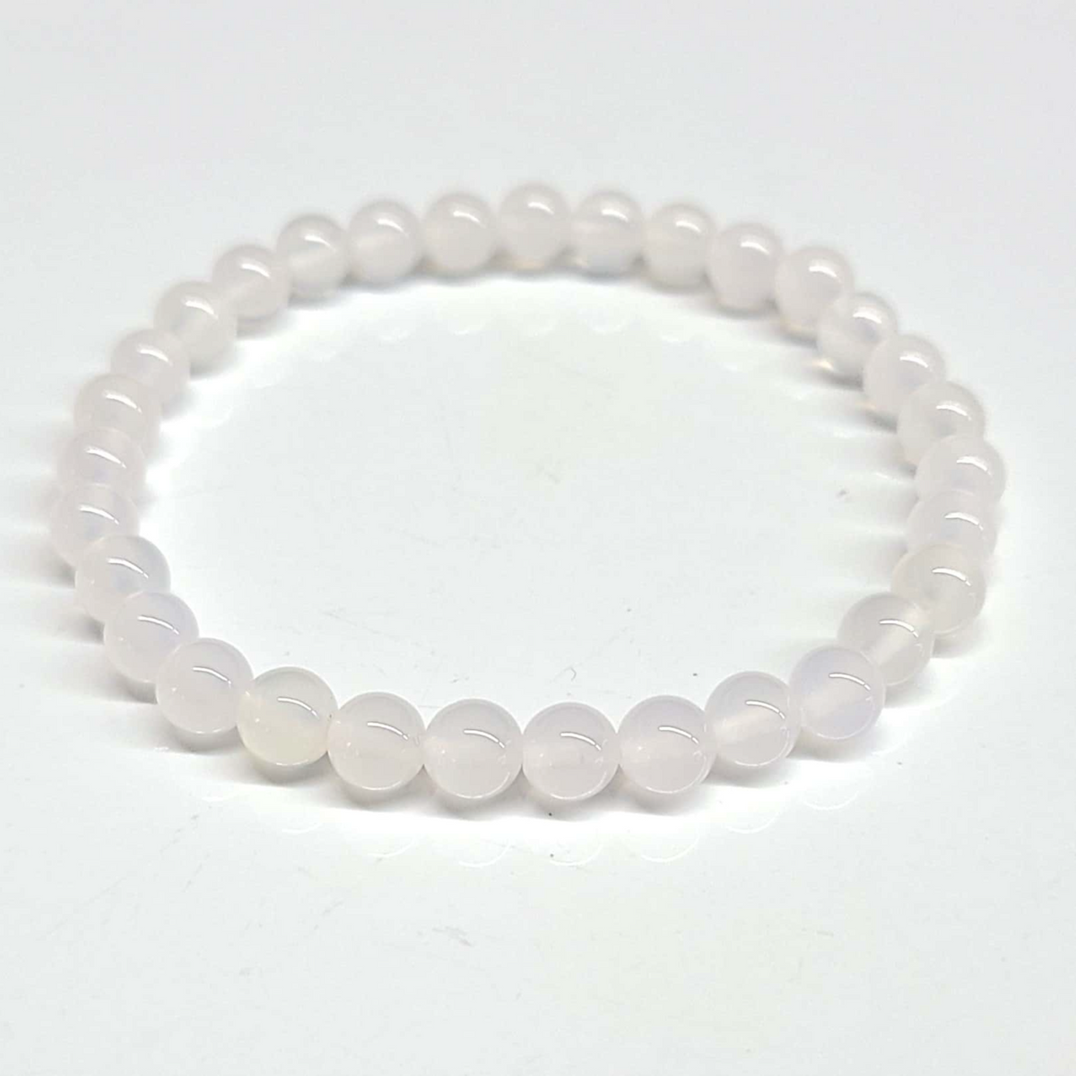 Chalcedony Round Bead Bracelet - Calming Tranquility
