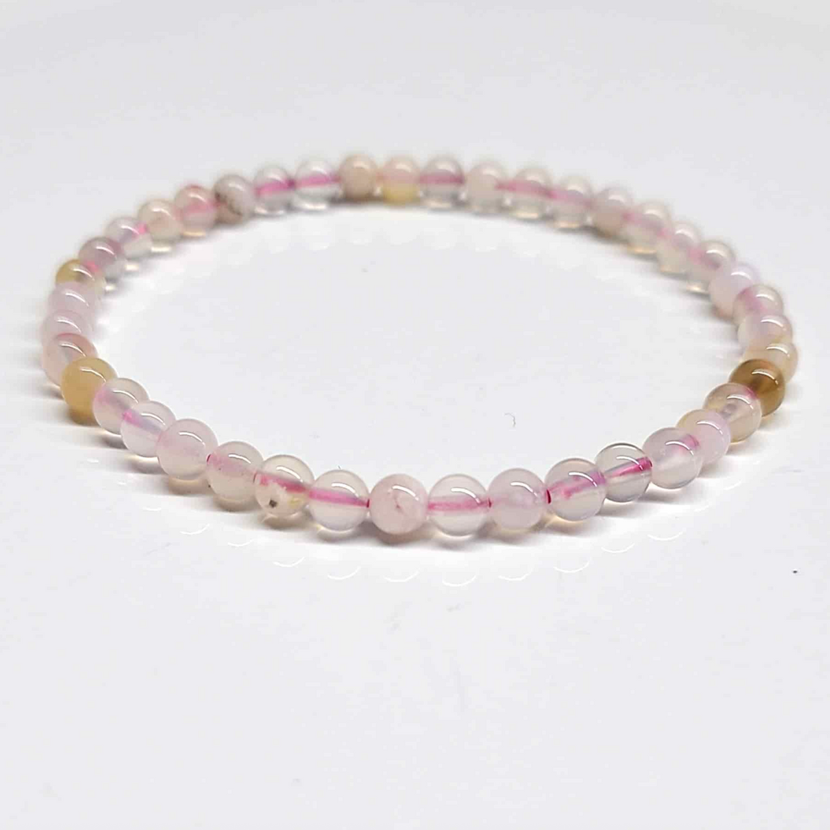 Flower Agate Round Bead Bracelet - Joyful Growth