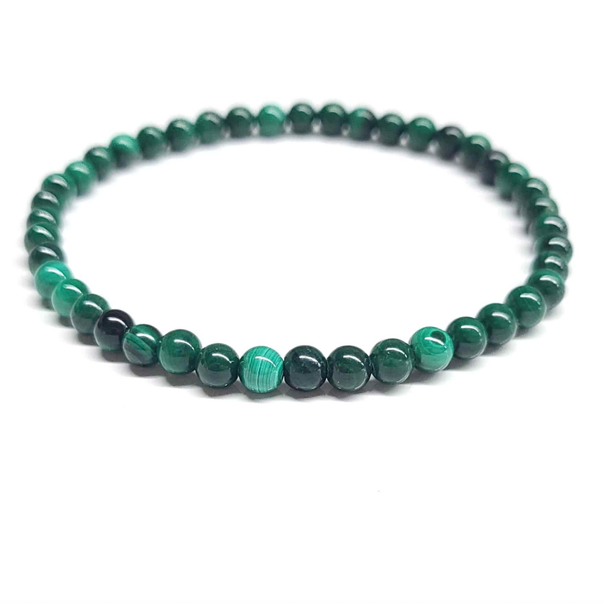Natural Malachite Round Bead Bracelet - Abundant Love