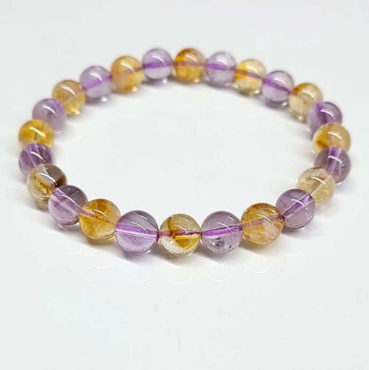 Amethyst & Citrine Round Bead Bracelet 8mm - Manifesting Blessings