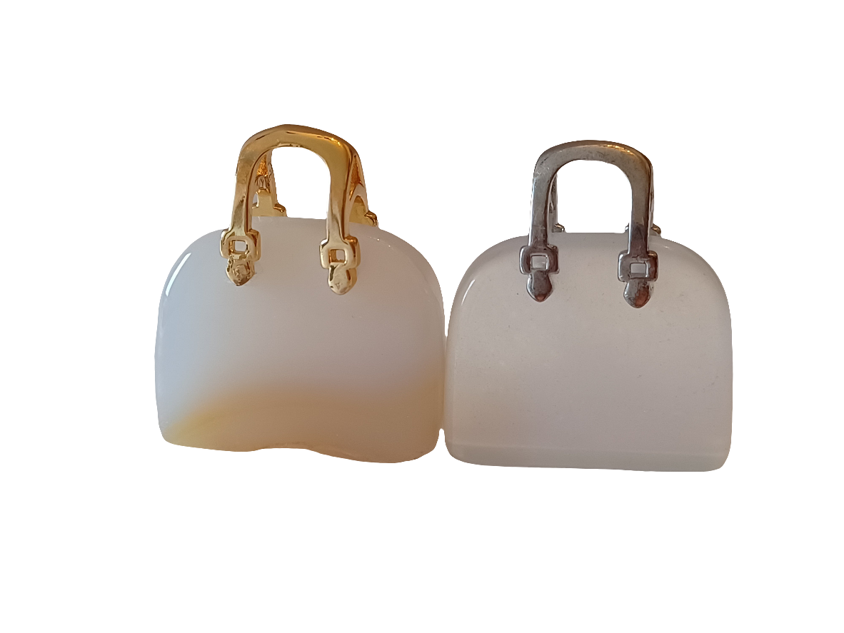 Natural Stone Mini Purse Pendant Necklaces