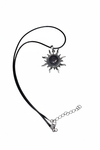 Blue Sandstone Sun Pendant Necklace