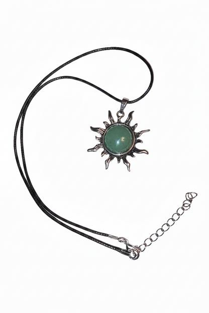 Green Aventurine Sun Pendant Necklace