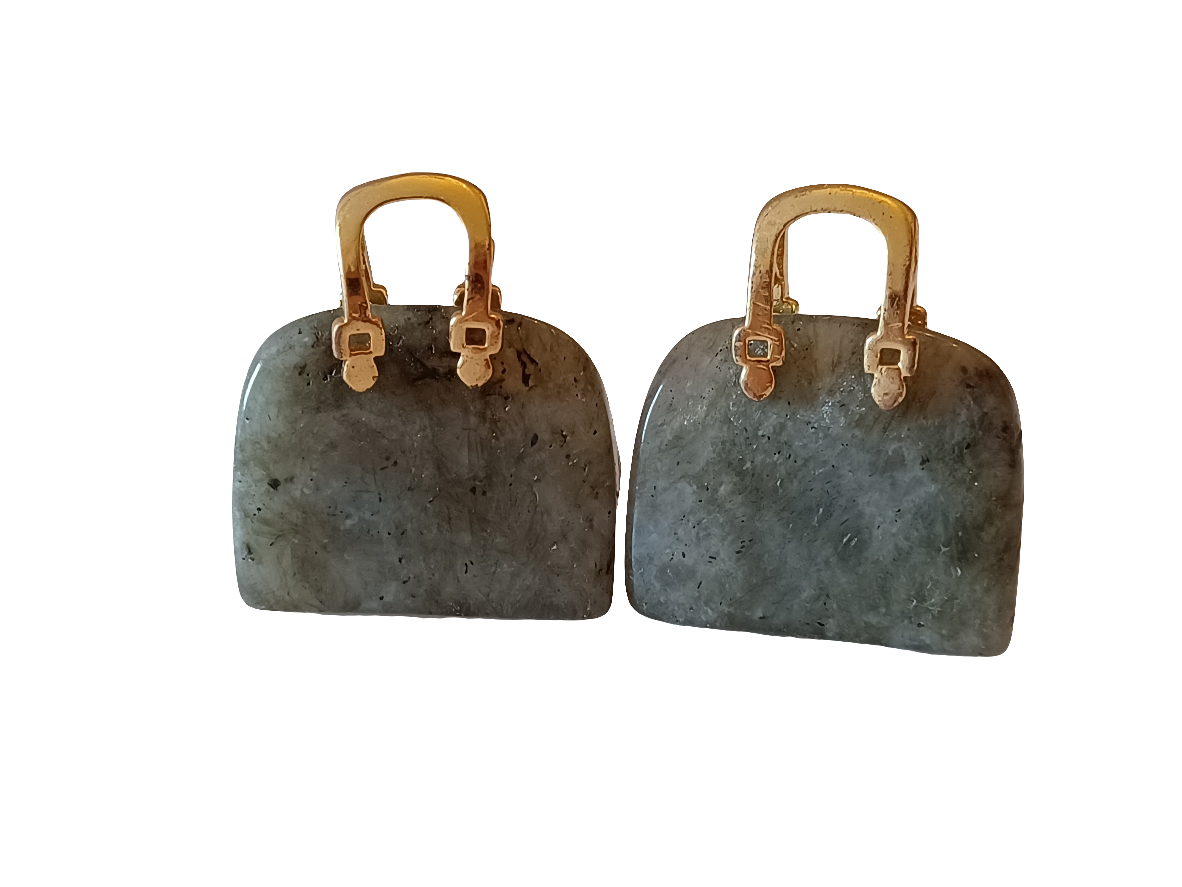 Natural Stone Mini Purse Pendant Necklaces