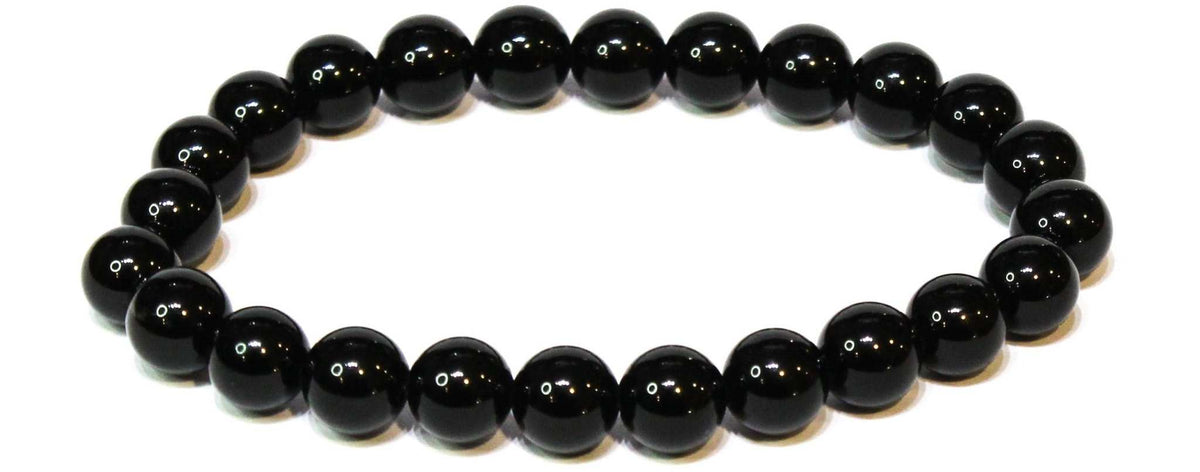 Black Obsidian Round Bead Bracelet - Strong Protection
