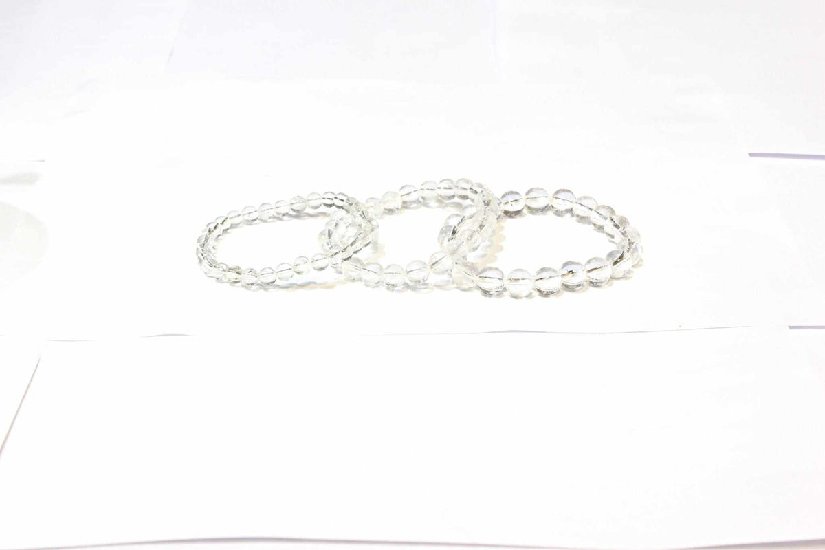 Clear Quartz Round Bead Bracelet - Amplifies Intent