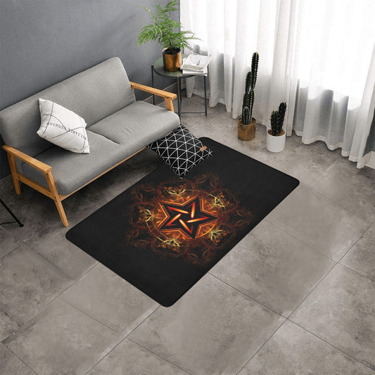 Pentagram Area Rug with Black Binding