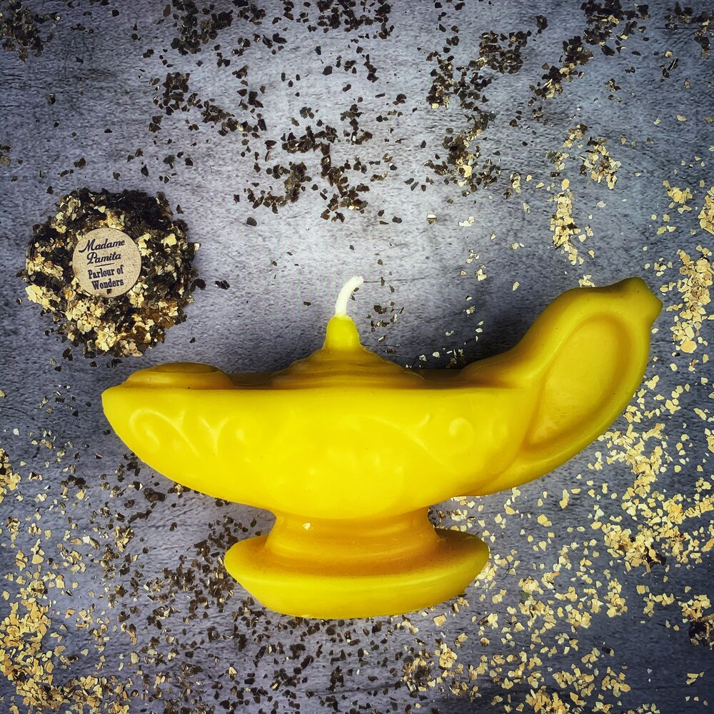 Beeswax Aladdin's Lamp Spell Candle - Wish Manifestation & Three Wishes Magic