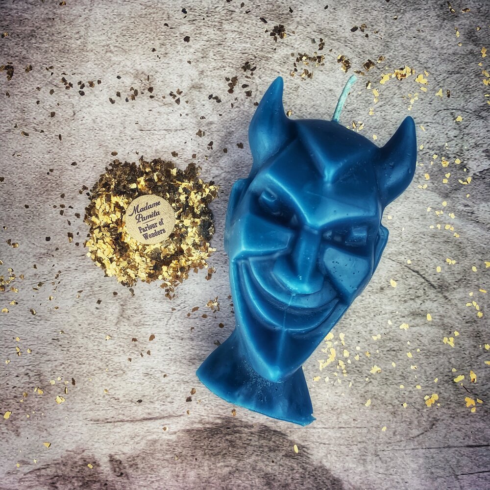 Beeswax Run Devil Run Spell Candle - Banish Evil & Invoke Trickster Magic