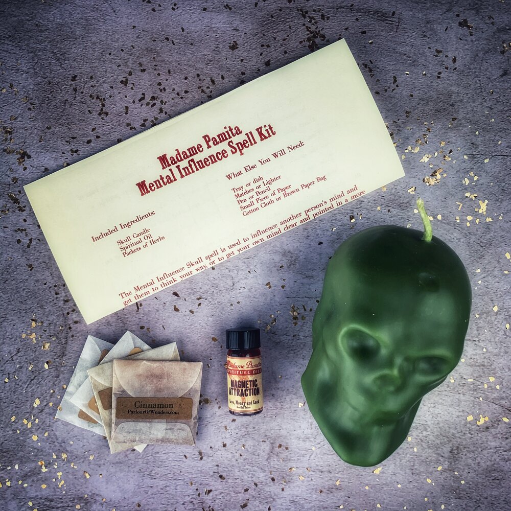 Mental Influence Skull Candle Spell Kit - Mind Control & Mental Clarity